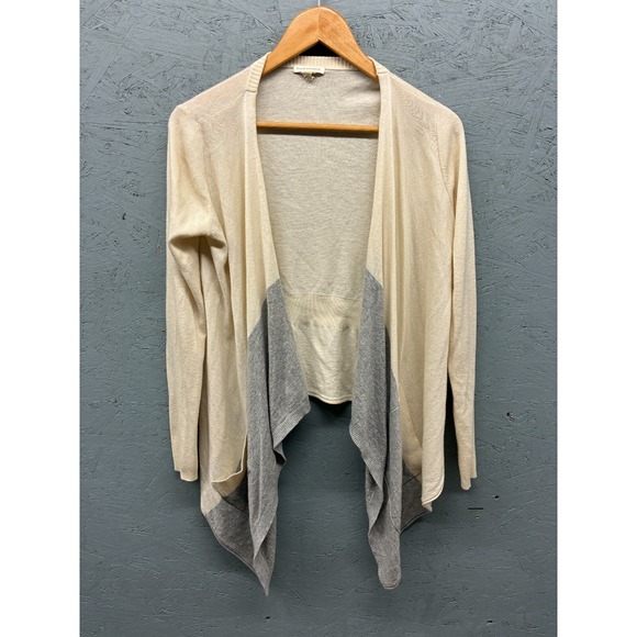 Club Monaco Open Front Cardigan Women's‎ Small Beige Gray Lightweight Drape - Picture 1 of 11
